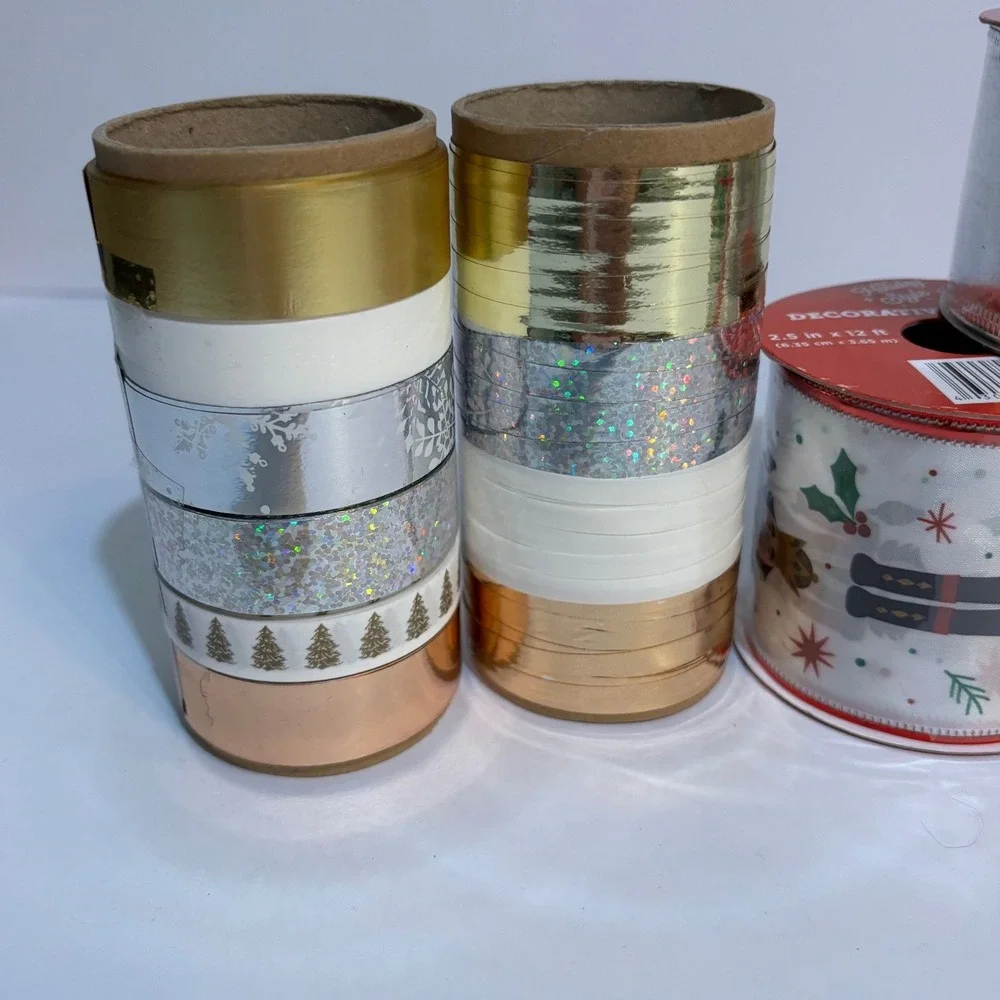 Holiday Style Christmas Decorative Ribbon Bundle Wired & Curling Assorted 9pc